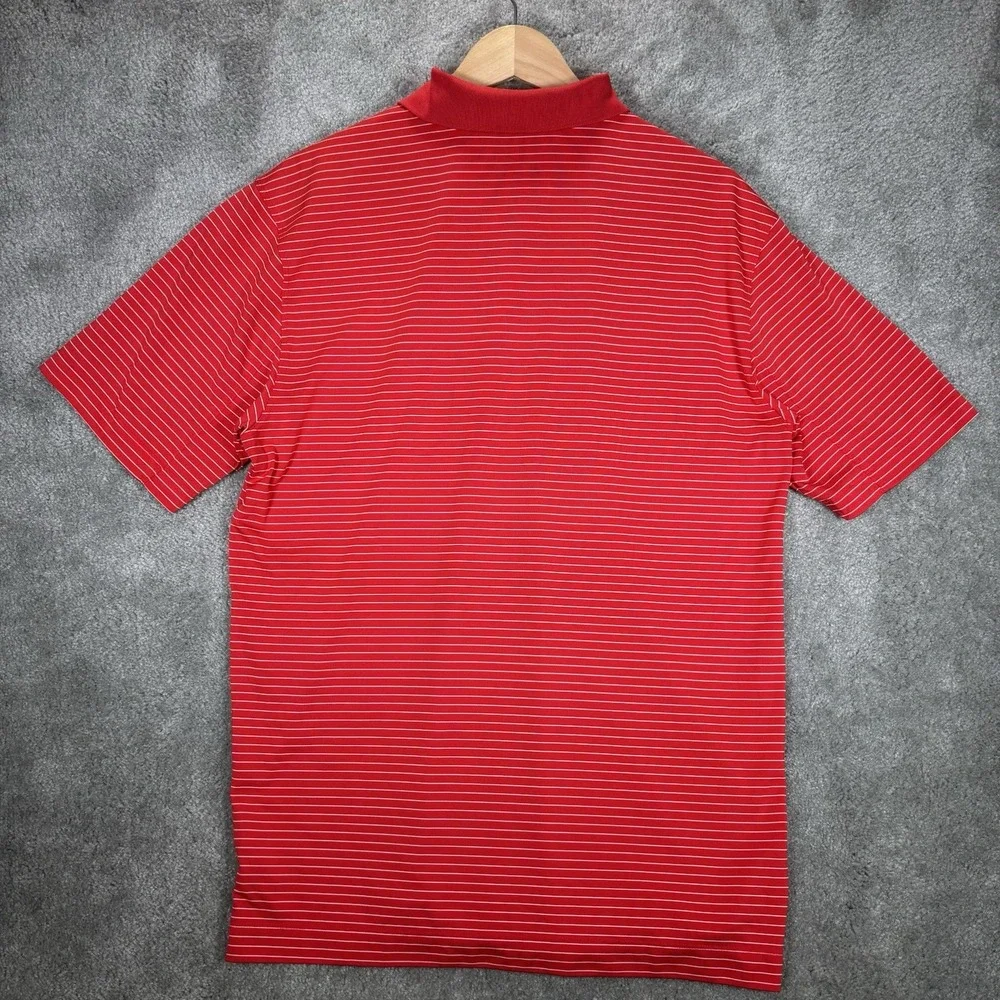 Nike Ohio State Buckeyes Polo Shirt Mens M Red Striped Dri Fit Short Sleeve Golf
